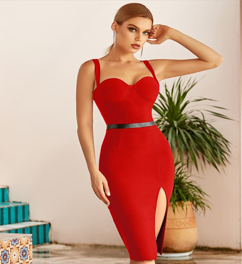 Vestido Midi De Cor SóLida Com SuspensóRios 2