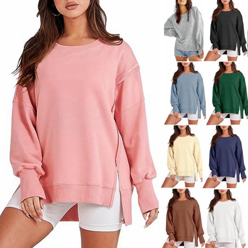 Liso Oversized Sweatshirt Crew Neck Longo Sleeve Pullover Ho
