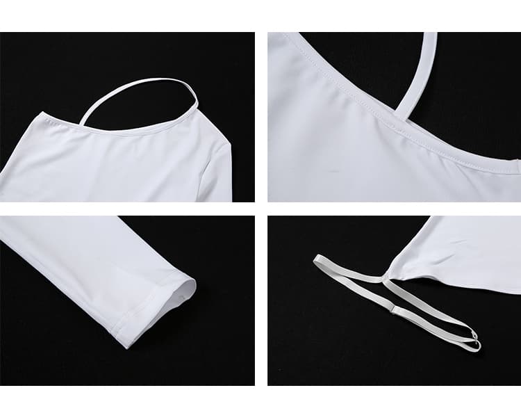 Blusa curta com ombros inclinados e design irregular 4