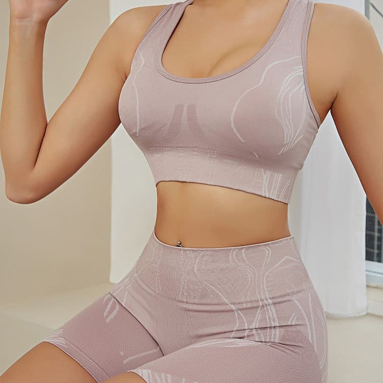 Conjunto de duas peças para ioga, corrida e exercícios, com sutiã de compressão que absorve a umidade. 3