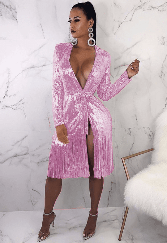 Vestido Longo Sexy Com Decote Em V Profundo 6