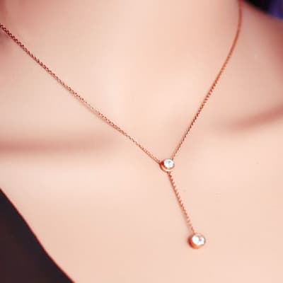 Stainless Steel Plated 18k Rose Gold Single Drill Colar