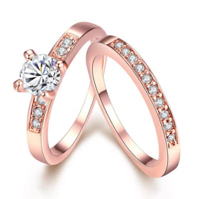 Anel de Ouro Rosa com Diamantes