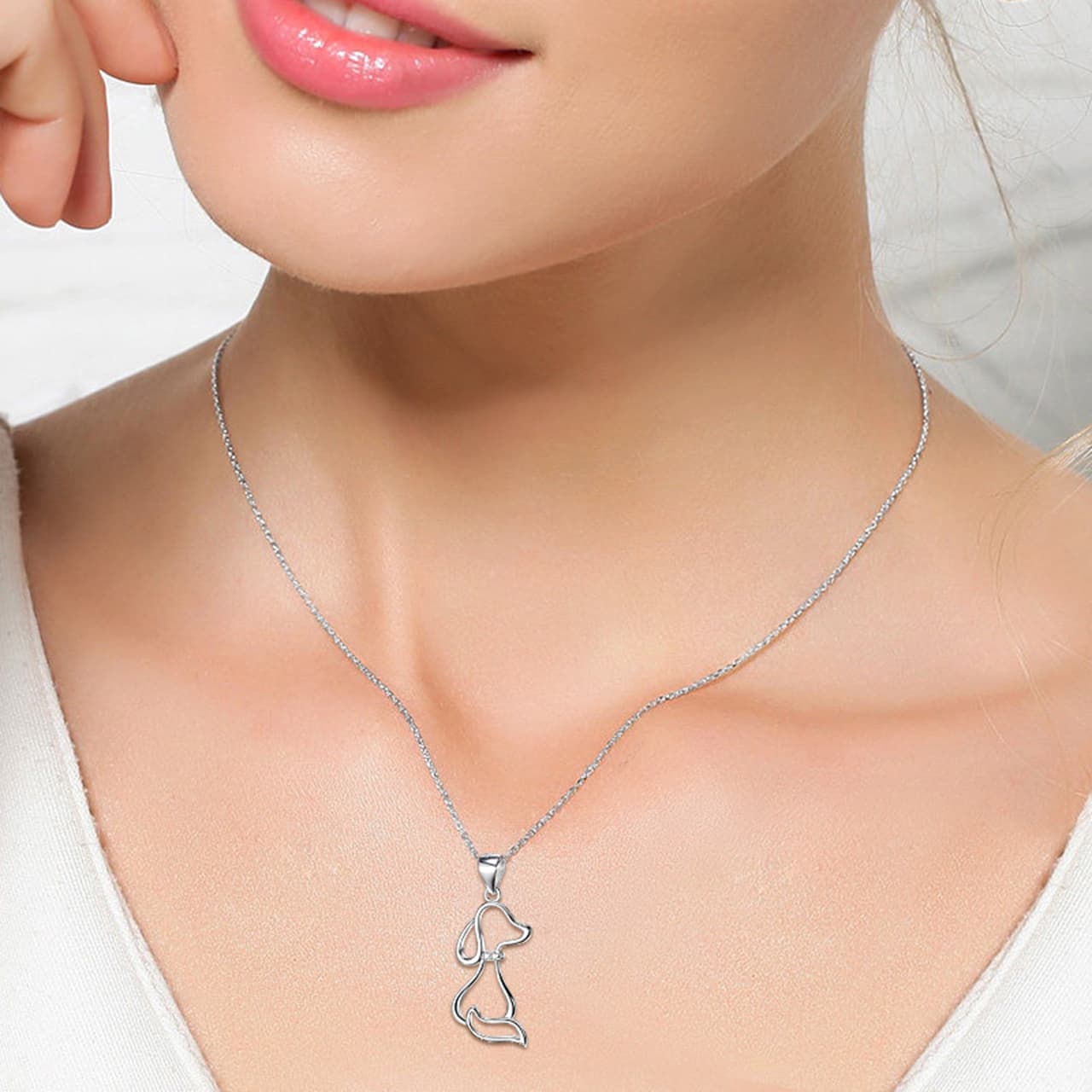 Ladies 925 Sterling Silver Joias Dog Colar