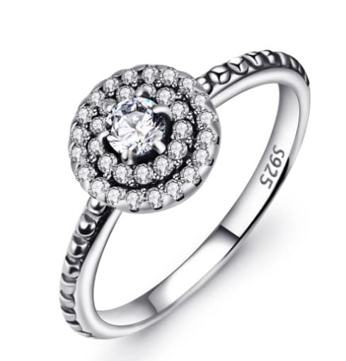 Anel de Diamante de Prata Estéril 925