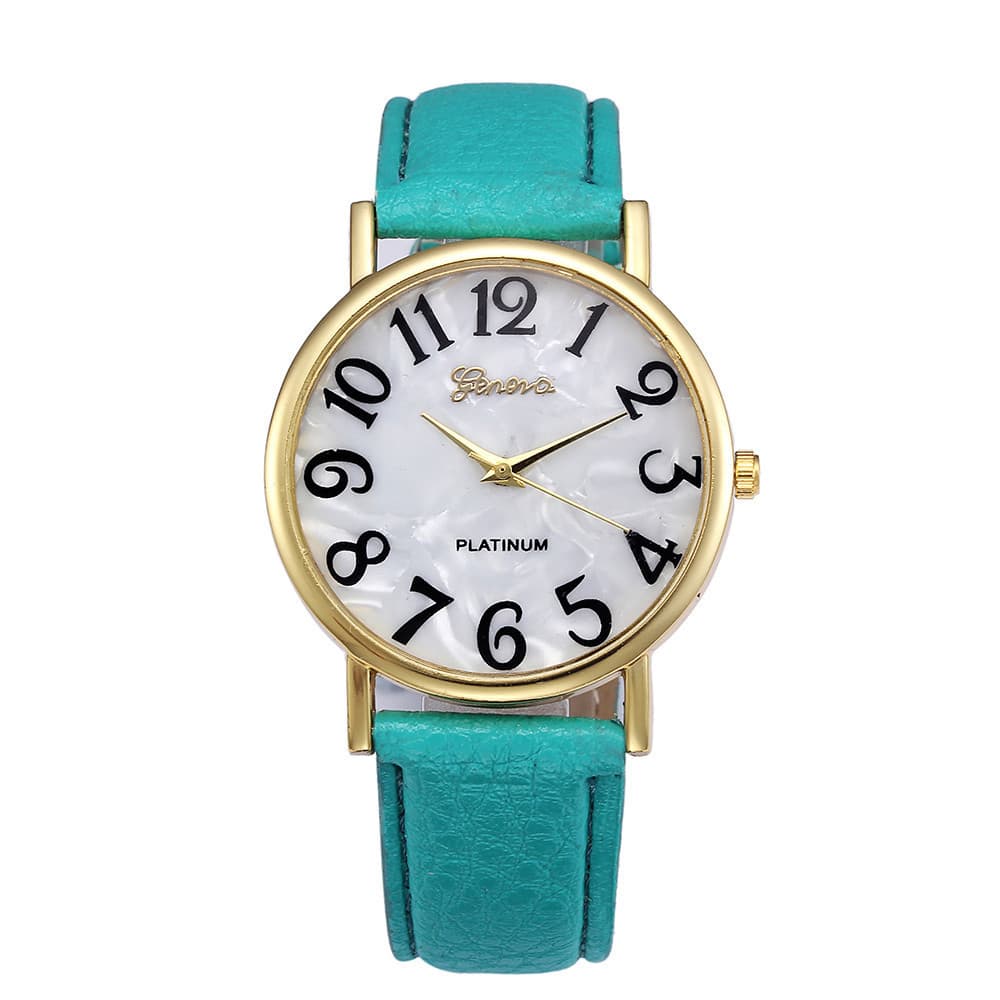 Relógio de pulso com pulseira de mármore, modelo Geneva, com mostrador em formato de concha, estilo casual. 6