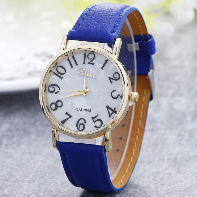 Relógio de pulso com pulseira de mármore, modelo Geneva, com mostrador em formato de concha, estilo casual. 3