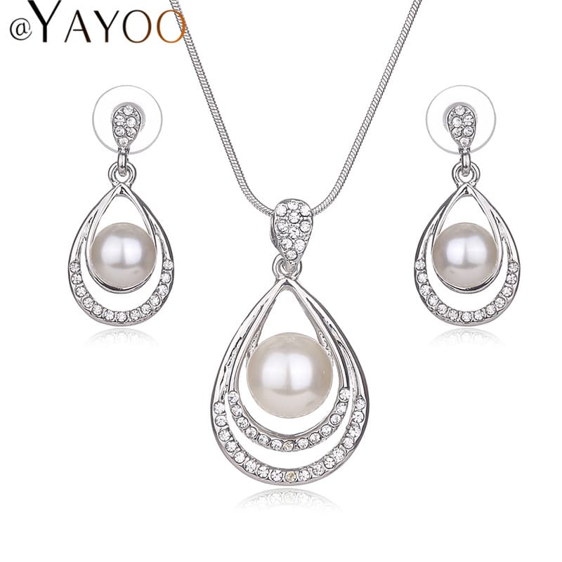 Conjunto de joias de pérolas para mulheres