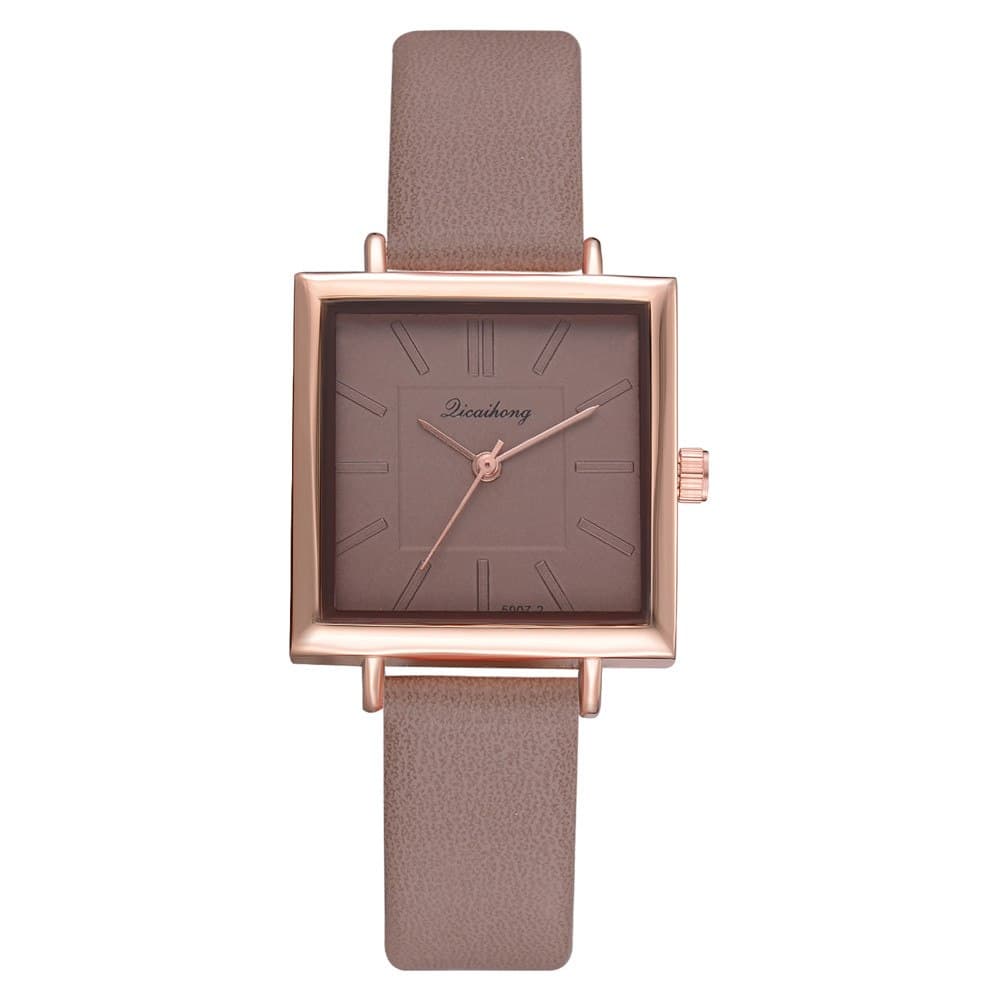 Relógio de pulso feminino quadrado com pulseira de couro e cristais, relógio de quartzo para mulheres elegantes. 2