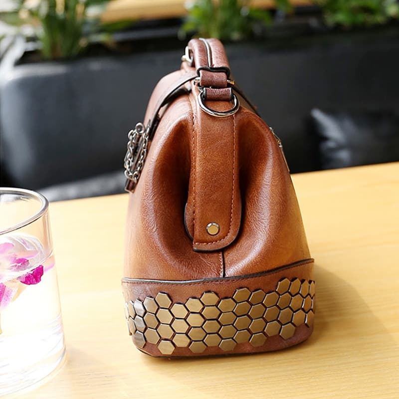 Bolsa feminina de couro, vintage. 5