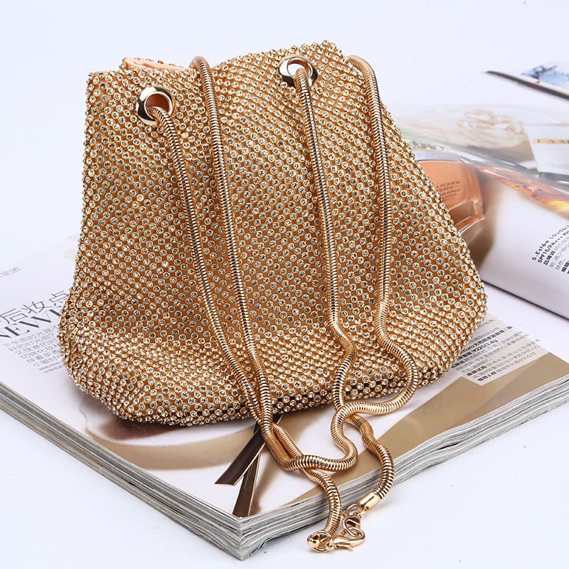 Bolsa de festa dourada, bolsa de mão feminina. 5