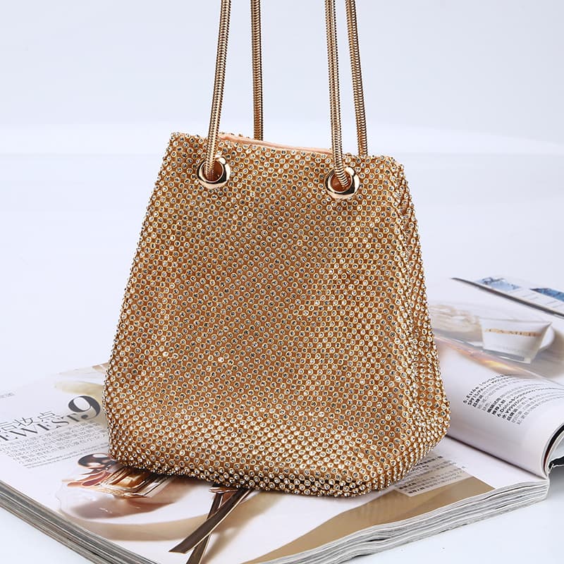 Bolsa de festa dourada, bolsa de mão feminina. 6