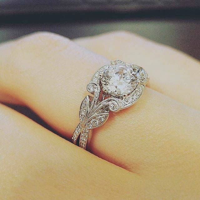 European And American Princess Rings Diamond Rings Tree Leaf Engagement Rings