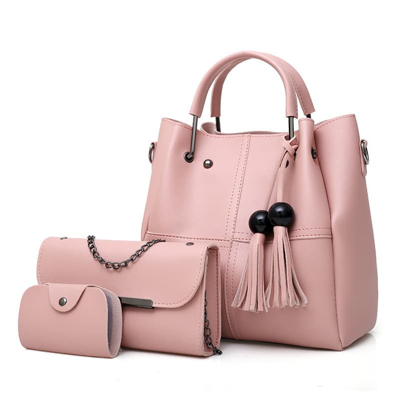European And American Moda Single Shoulder Messenger Bolsa Ladies Three-Piece Tassels Mother Bolsa