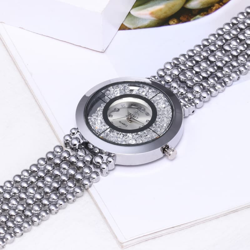 Relógio feminino de liga metálica com strass e acabamento em lixa, modelo queridinho da Amazon na Europa e nos Estados U 8