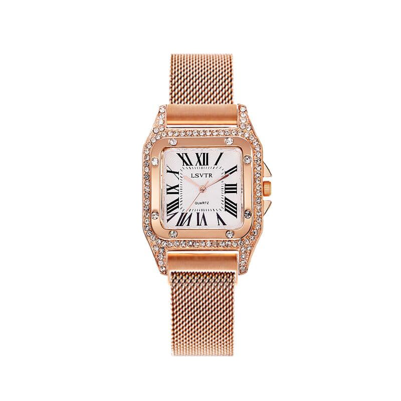 Relógio feminino quadrado com strass 3