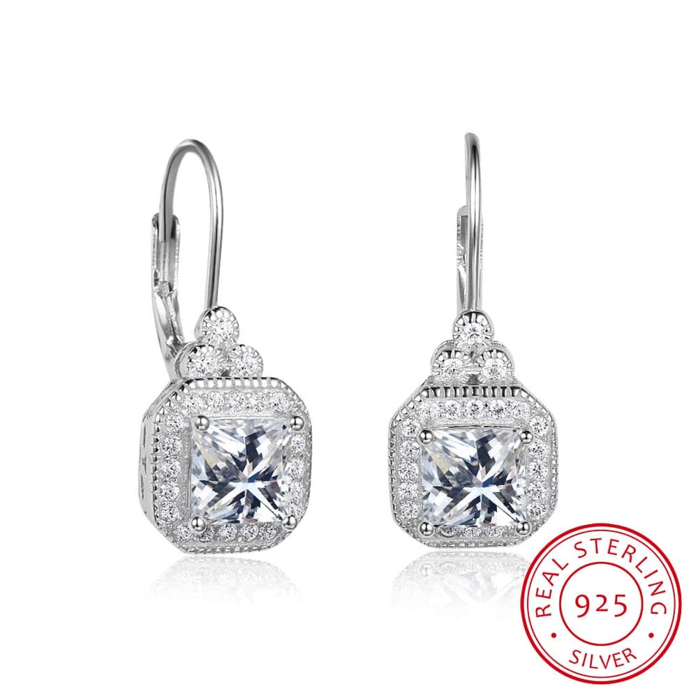 S925 Sujurada de Diamante Earrings
