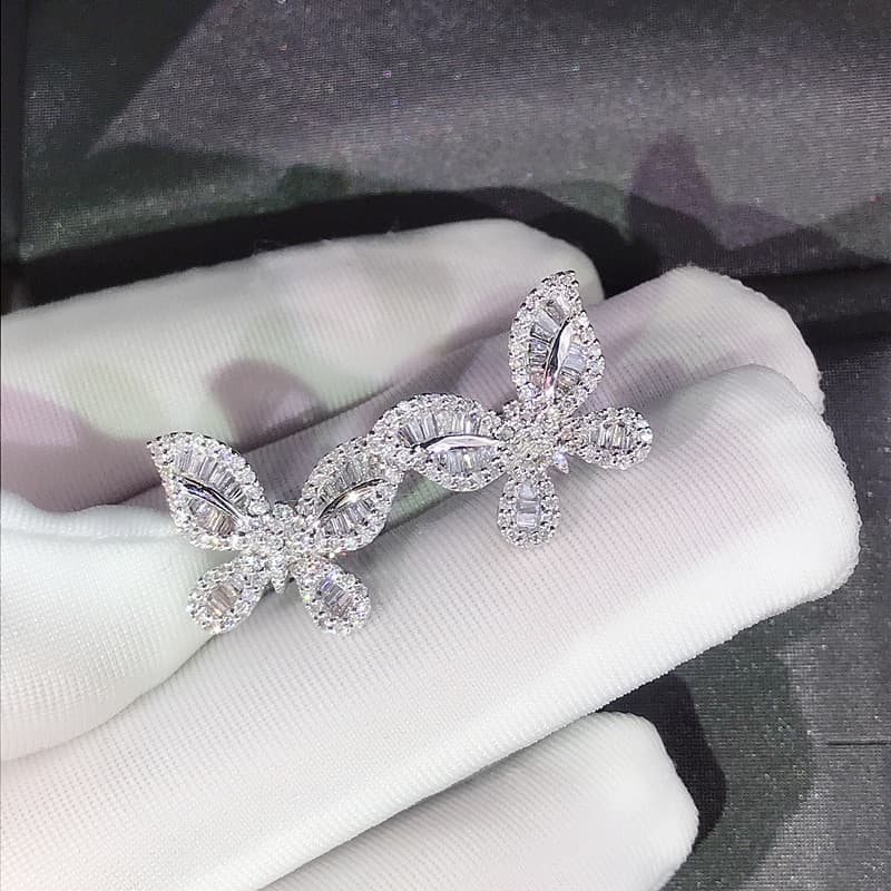 Brincos de borboleta com diamantes para mulheres 4