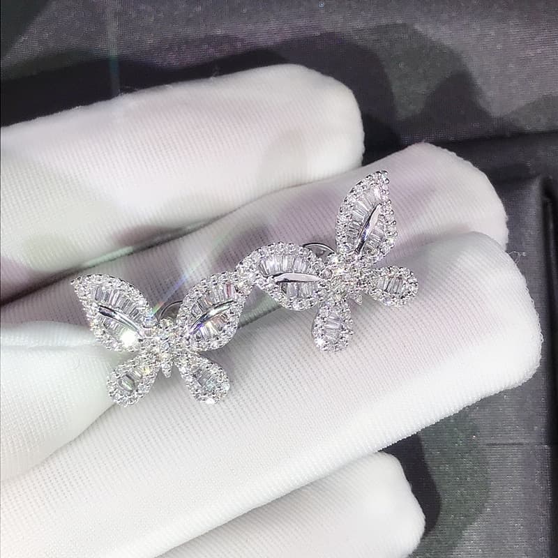Brincos de borboleta com diamantes para mulheres 3