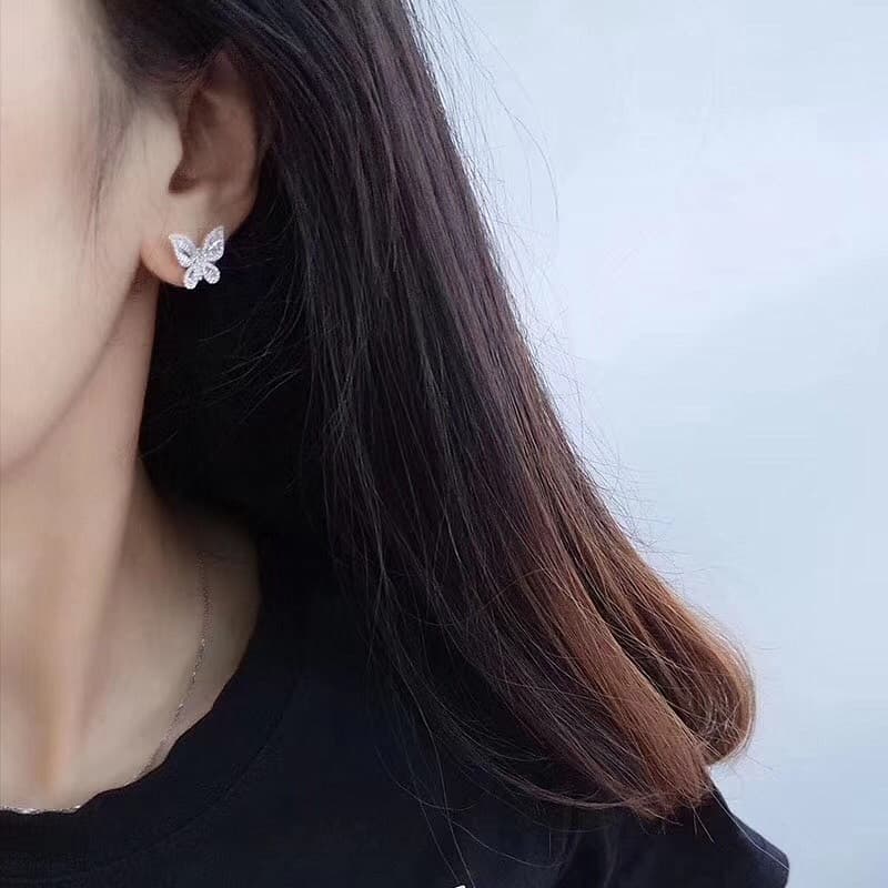 Brincos de borboleta com diamantes para mulheres