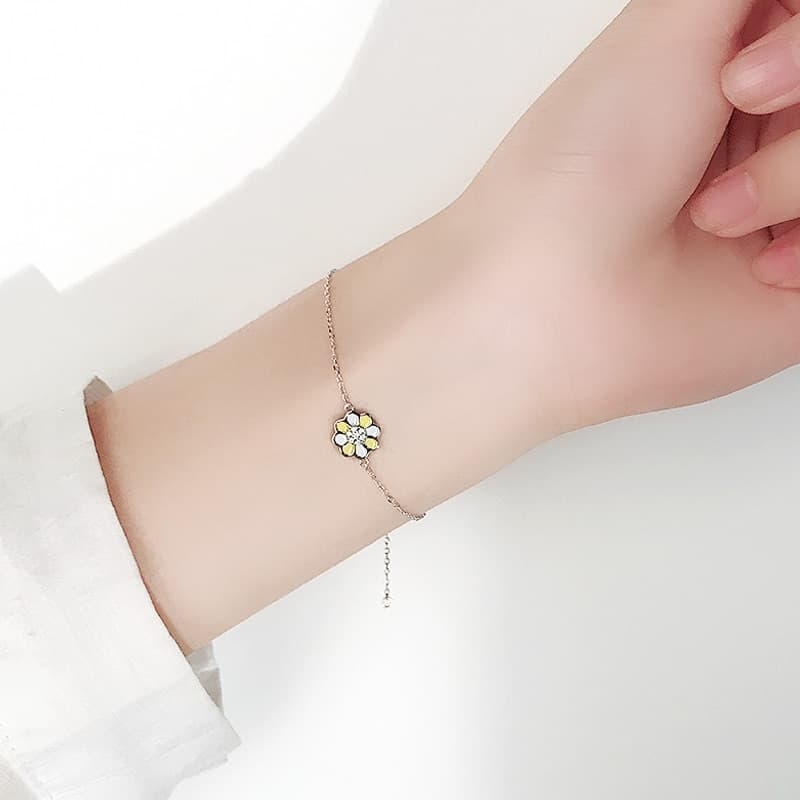 Pulseira Girassol Feminina em Prata 925 para Namorada 3