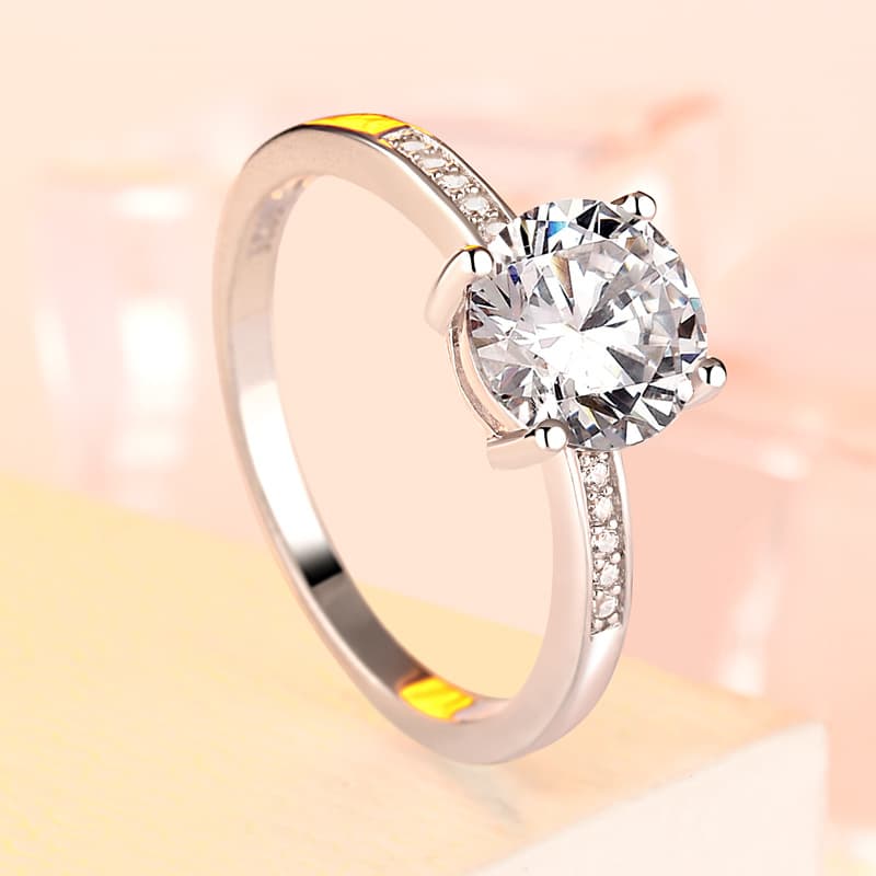 Anel de Casamento de Prata 925 com Diamante Simples