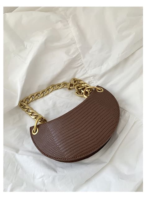 Bolsa feminina de ombro única, estilo meia-lua, que combina com tudo.
