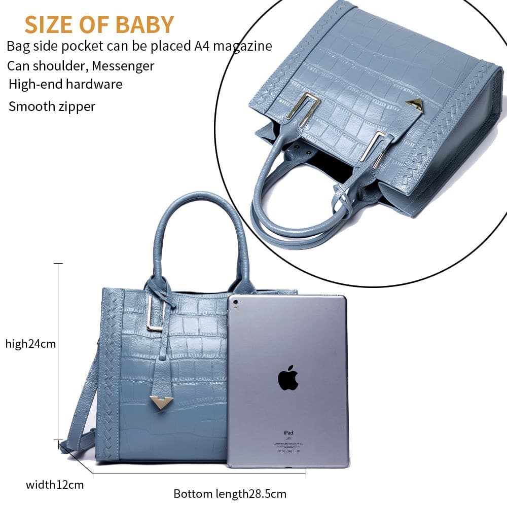 Bolsa feminina de couro trançado com padrão 7
