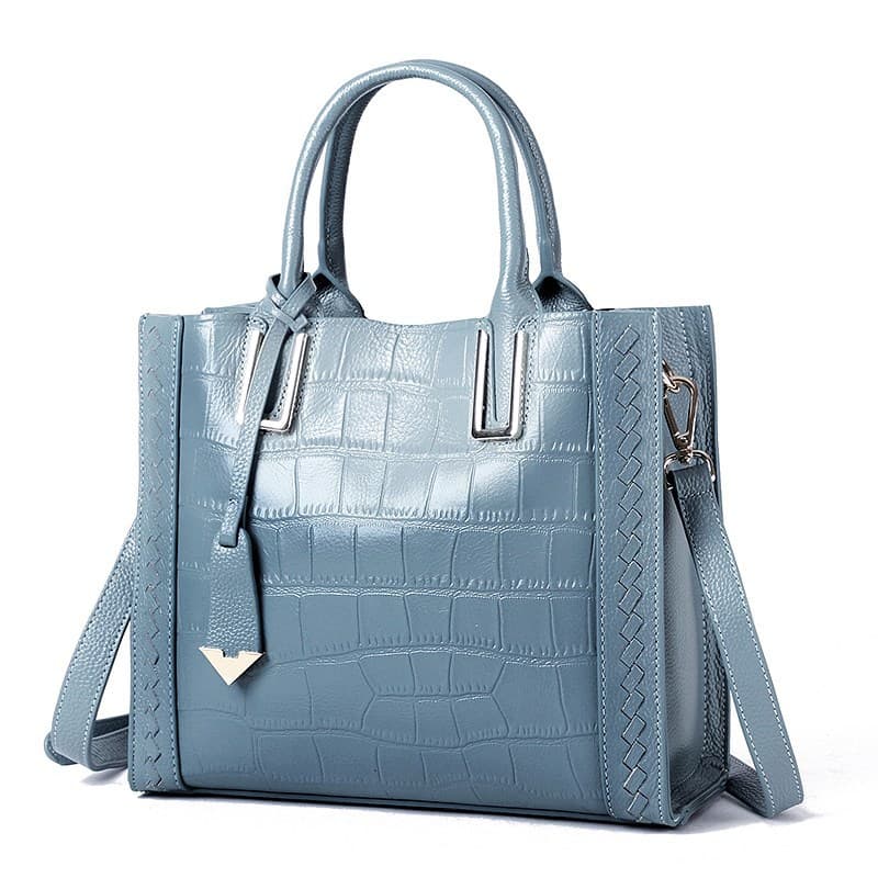 Bolsa feminina de couro trançado com padrão 2