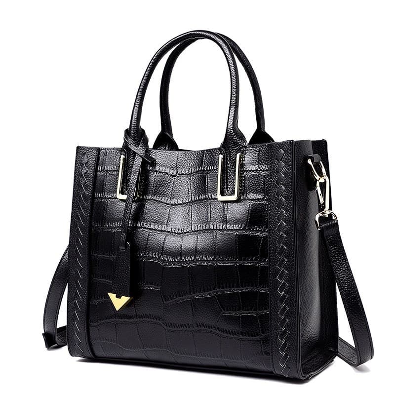 Bolsa feminina de couro trançado com padrão 4