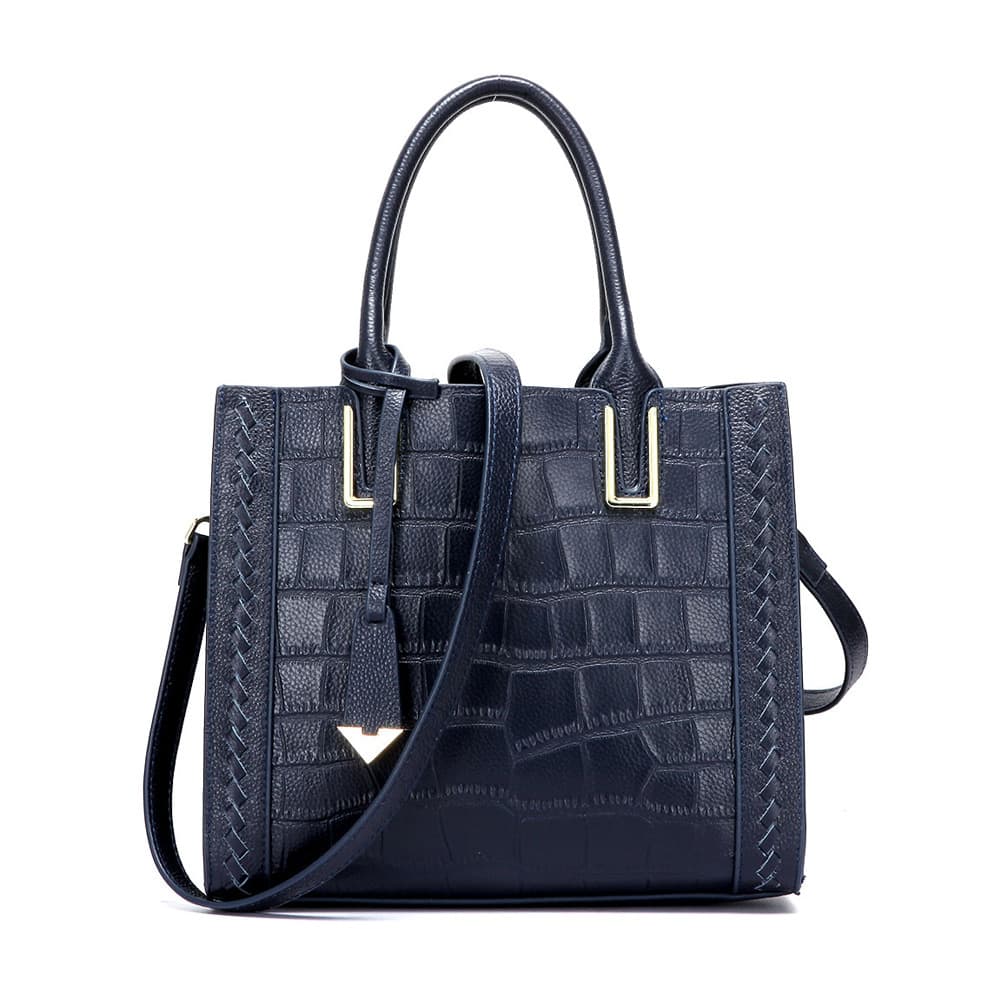 Bolsa feminina de couro trançado com padrão 5