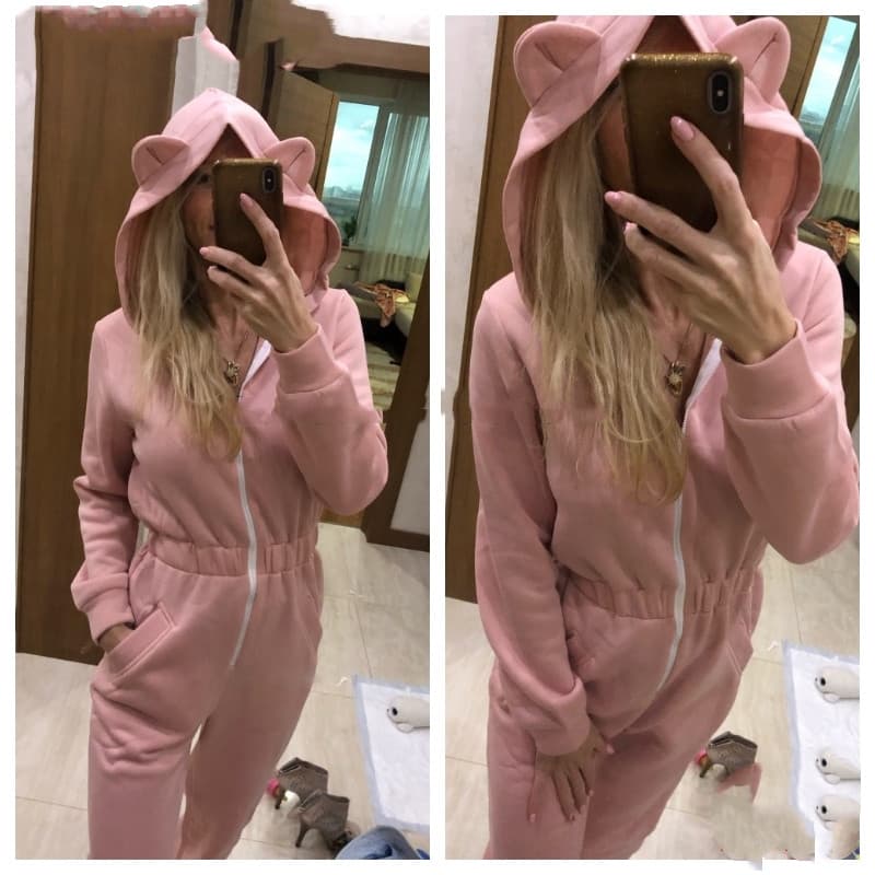 Macacão Moletom Feminino Fitness Inverno Outono 2