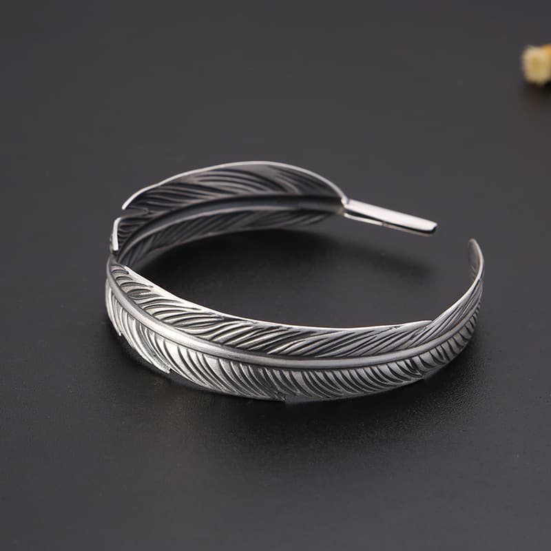 Pulseira Simples Com Penas, Pulseira Aberta Feminina 2