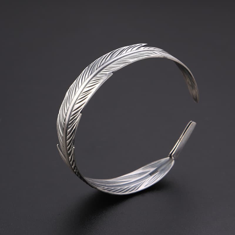 Pulseira Simples Com Penas, Pulseira Aberta Feminina 5