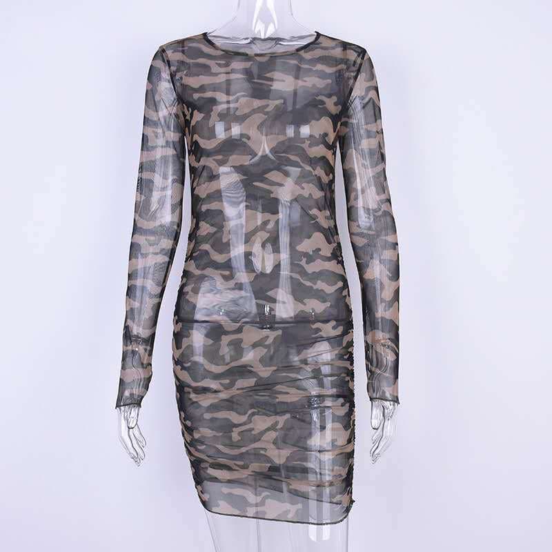 Vestido Justo E Transparente De Camuflagem Em Tela, Modelo B 5