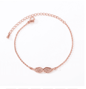 Pulseira feminina com pingente de asa de anjo dourada 2
