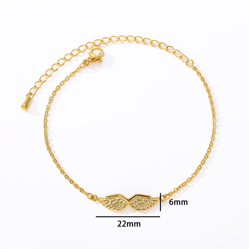 Pulseira feminina com pingente de asa de anjo dourada
