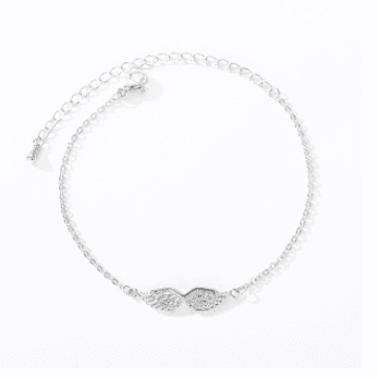 Pulseira feminina com pingente de asa de anjo dourada 6