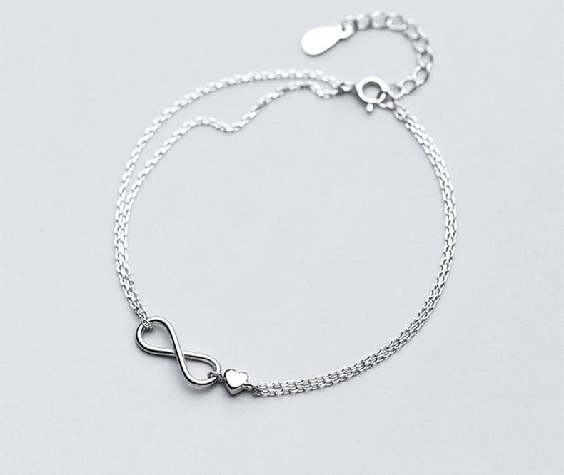 Pulseira feminina dupla em cor prata S925, joia delicada para as mãos.
