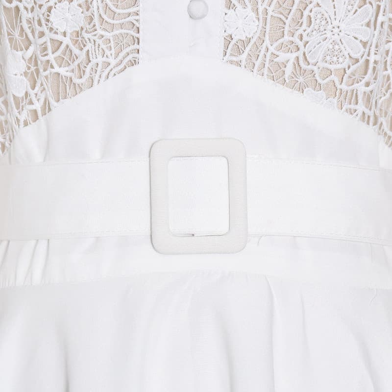 Vestido Curto Sexy Com Gola Alta, Mangas Bufantes E Transpar 4