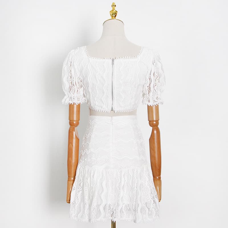 Conjunto de saia e top de renda leve para o verão, modelo A-Line, com design exclusivo. 3