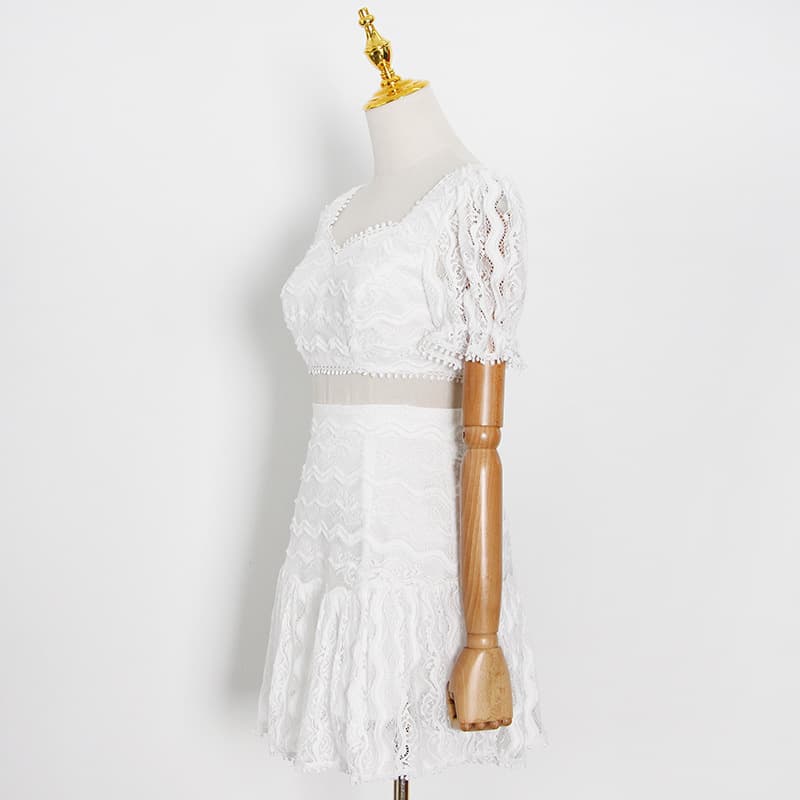 Conjunto de saia e top de renda leve para o verão, modelo A-Line, com design exclusivo. 4