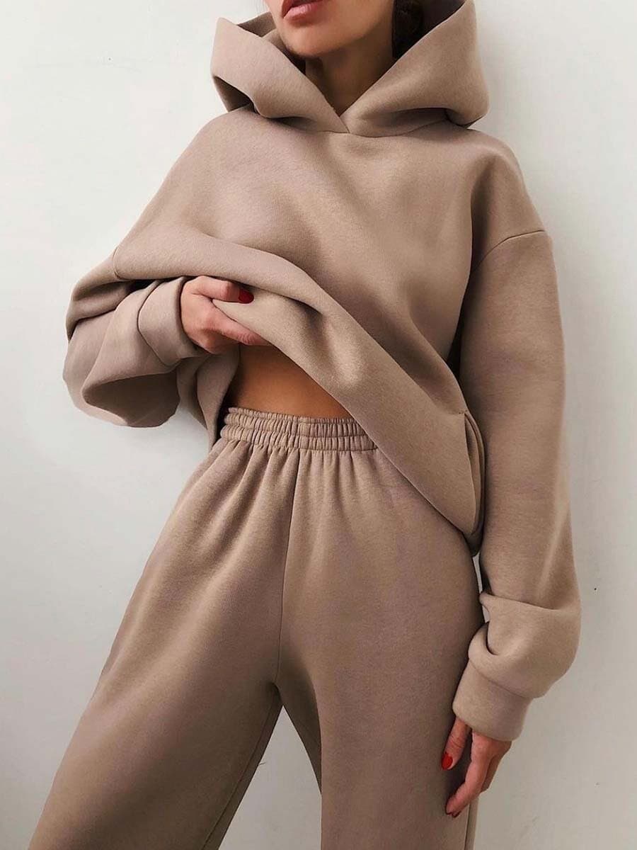 Women'S Casual Hooded SuéTer Two-Piece Conjunto Clothes Moletom Tracksuit