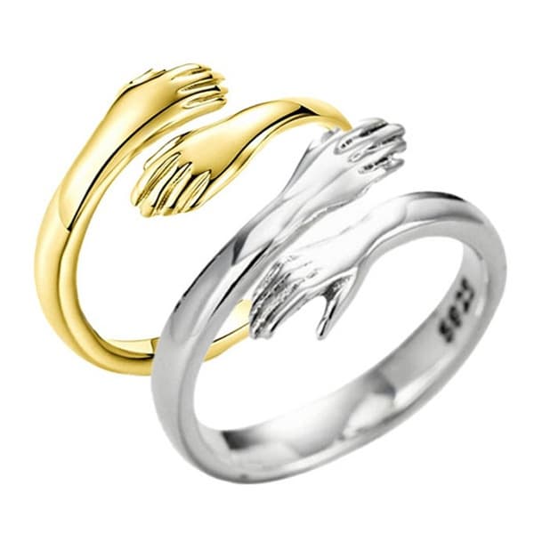 Alloy Simple Hands Hug Anel Opening Adjustable Joias