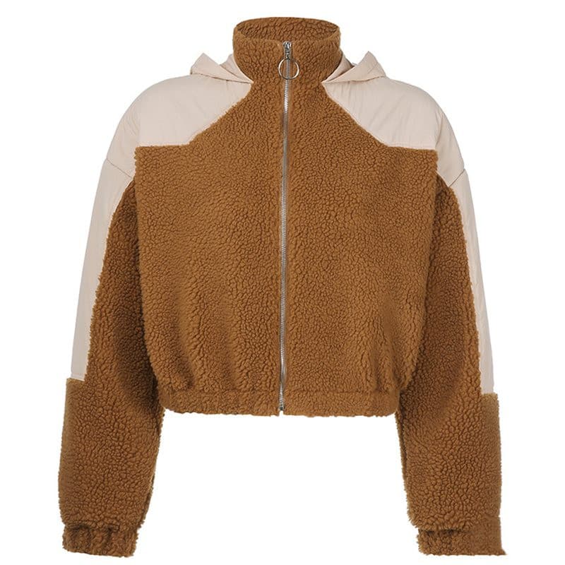 Casaco Cardigã Feminino com Capuz, Gola Alta e Zíper com Costuras 4