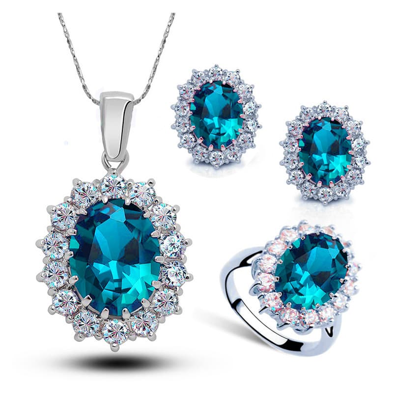 Crystal Joias Conjunto de Colar e Anel