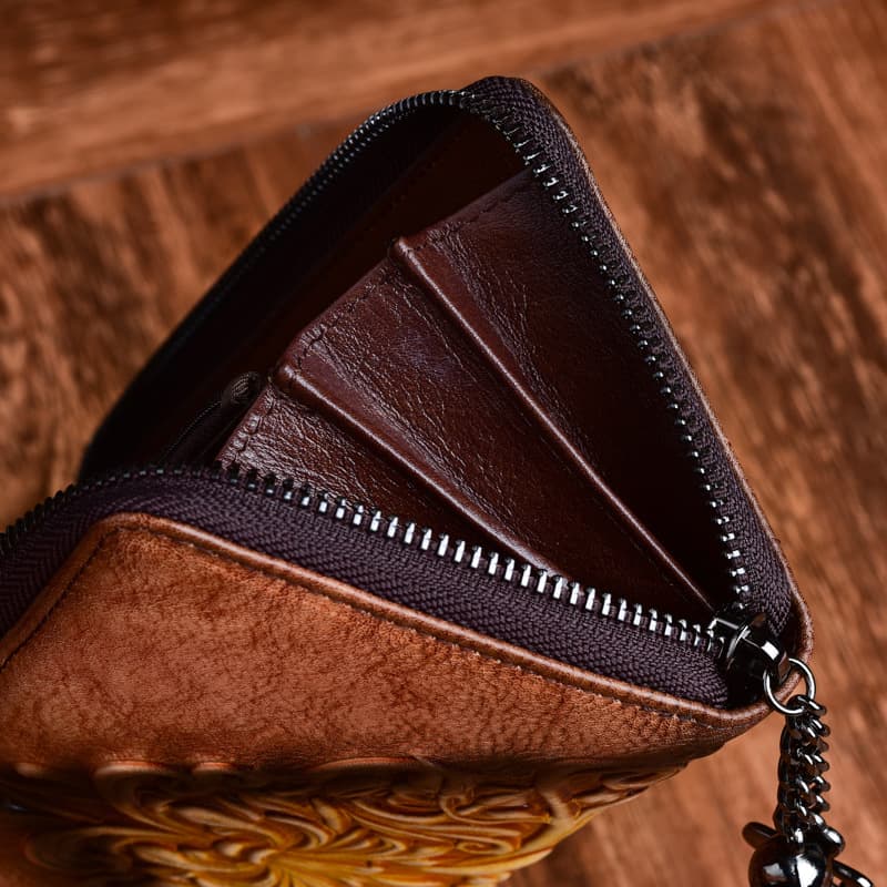 Bolsa clutch longa retrô casual de couro para mulheres 7