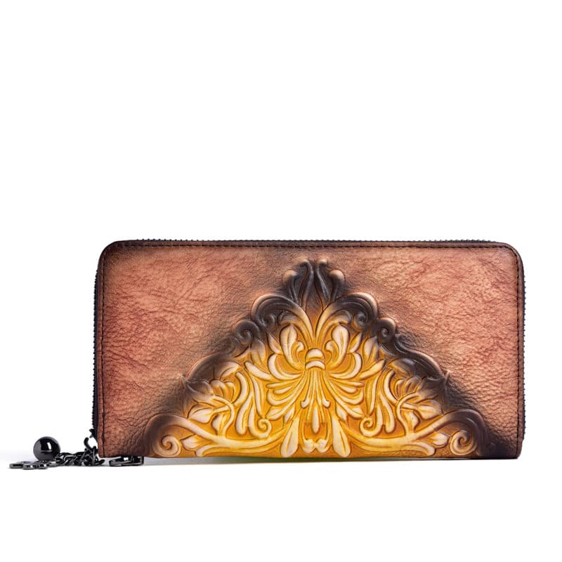 Bolsa clutch longa retrô casual de couro para mulheres 3