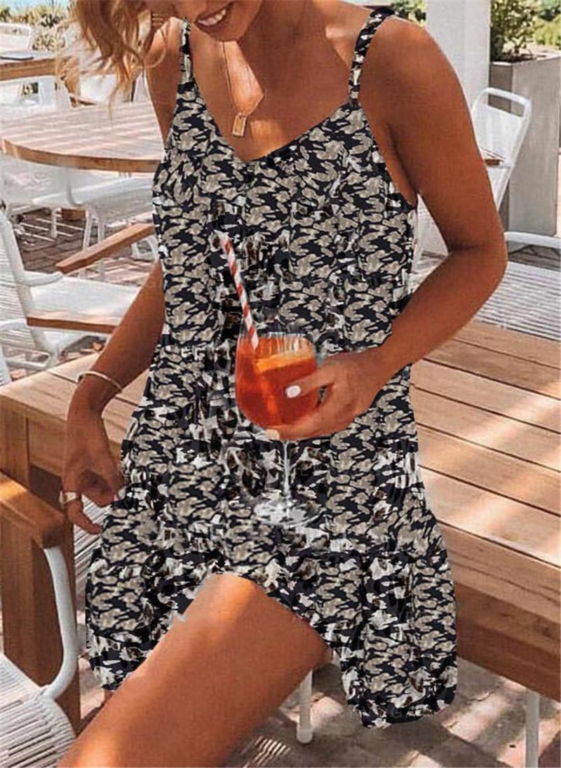 Vestido Com SuspensóRios Estilo Leopardo