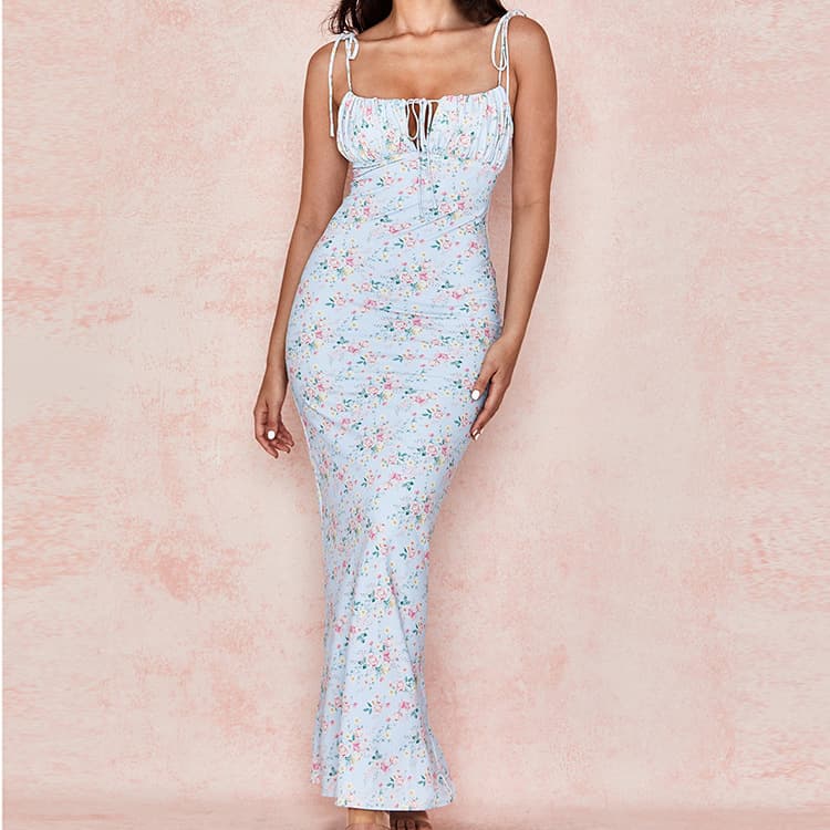 Vestido longo feminino de verão com estampa floral, sexy e para festas, com mangas curtas bufantes. 9